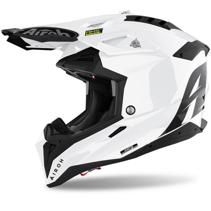 Casco Cross Airoh Aviator 3 - Color White Gloss