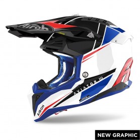 Casco Cross Airoh Aviator 3 - Push Blue/Red Gloss