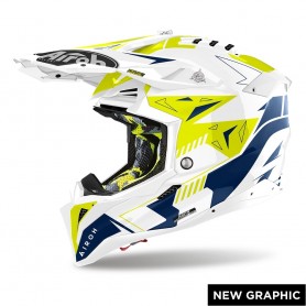 Casco Cross Airoh Aviator 3 - Spin Yellow/Blue Gloss