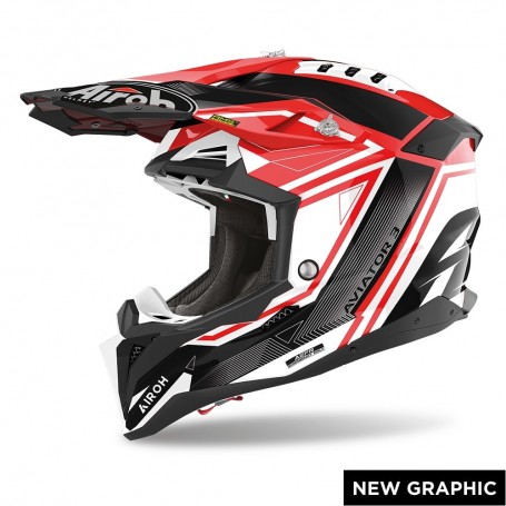 Casco Cross Airoh Aviator 3 - League Red Gloss