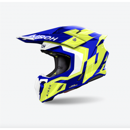 Casco Cross Airoh Twist 3 - Dizzy Blue/Yellow Gloss