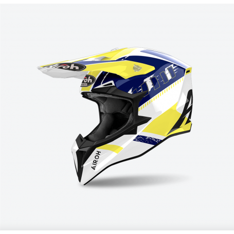 Casco Cross Airoh Wraaap - Yellow/Blue Gloss